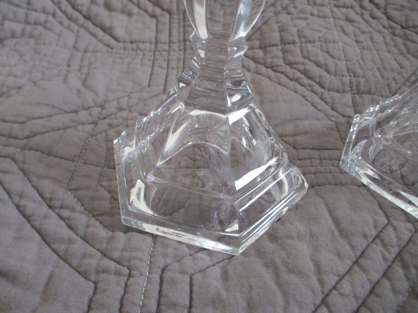 Tiffany & Co. (2) Crystal Hampton 9" Candlestick Holders
