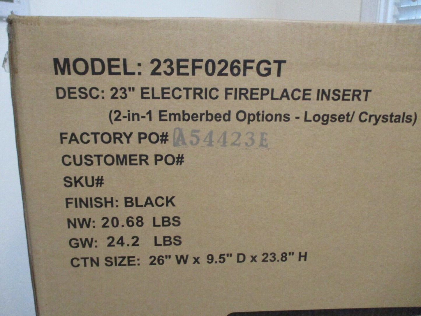 ChimneyFree 23 Inch Modern Electric Fireplace Insert 23EF026FGT NEW