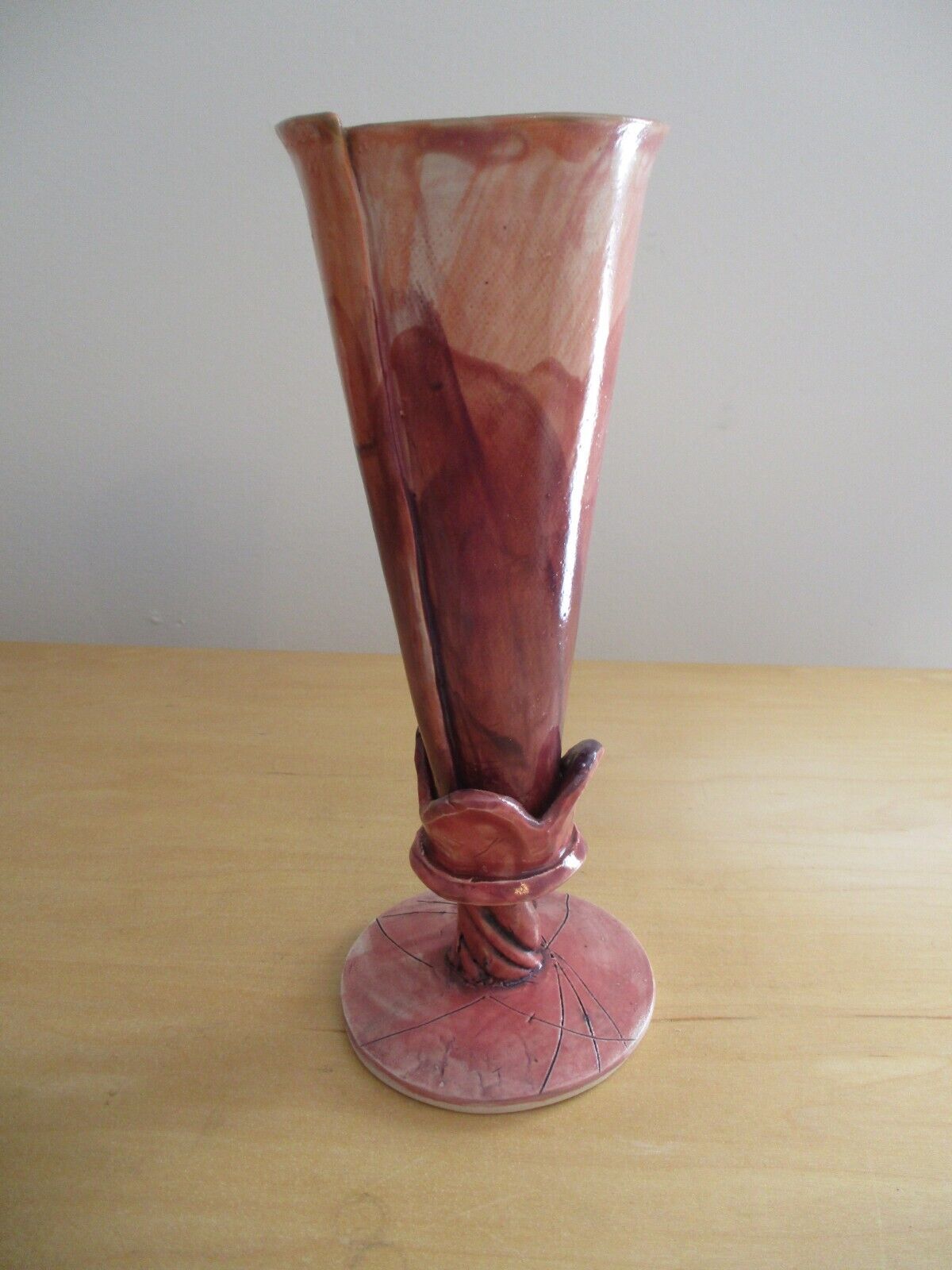 R Maxwell Art Pottery Vase 8 1/2" Signed Rare Signed