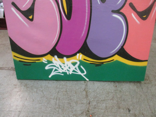 Cope2 Original Aerosol on Canvas Bubble Throw up Green Back 58" x 56"