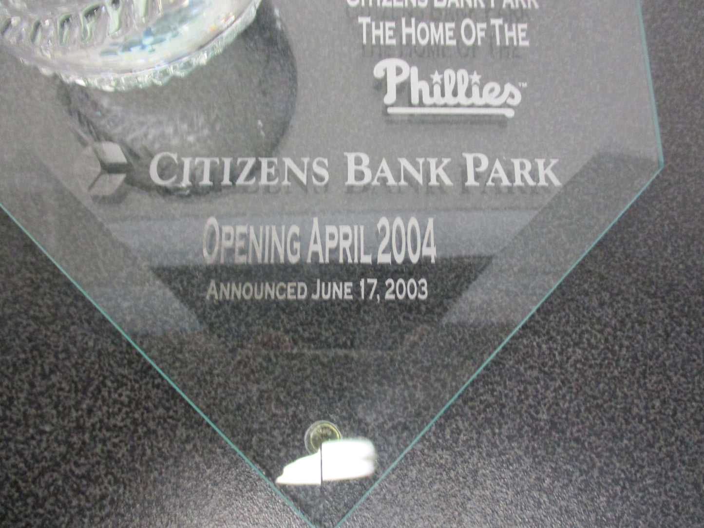 Philadelphia Phillies Opening Day 2004 Glass Home Plate W/Ball