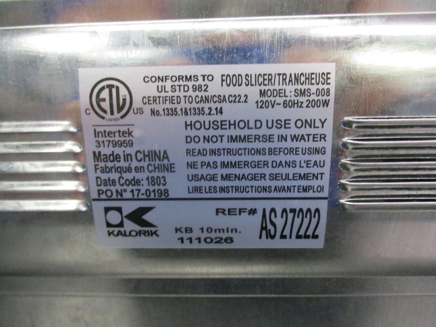 Kalorik Food Slicer AS 27222