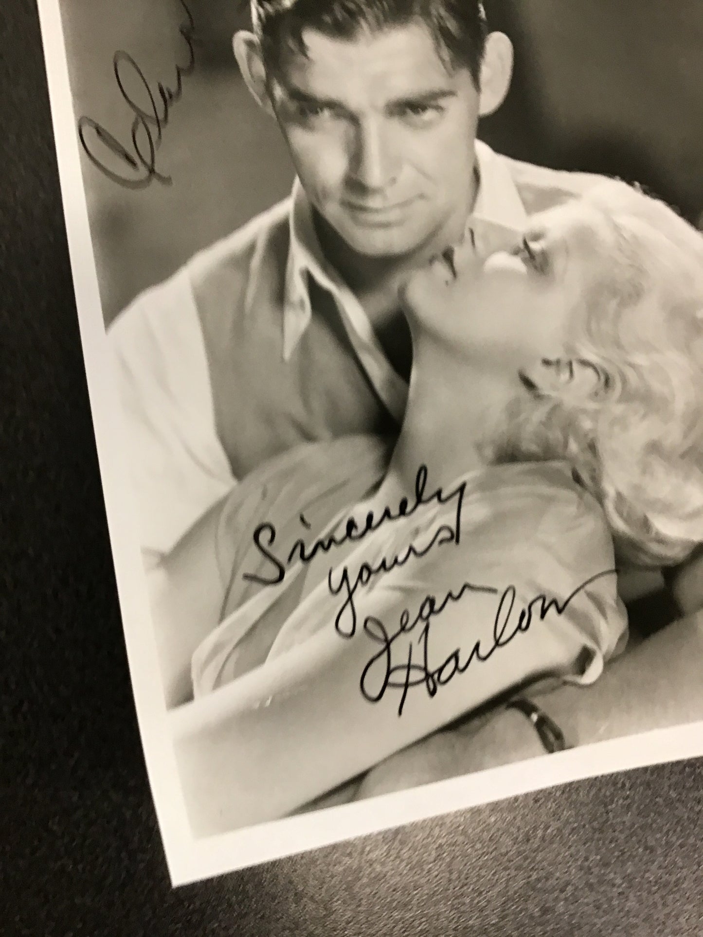 Clark Gable & Jean Harlow Dual Signed Black & White Photo