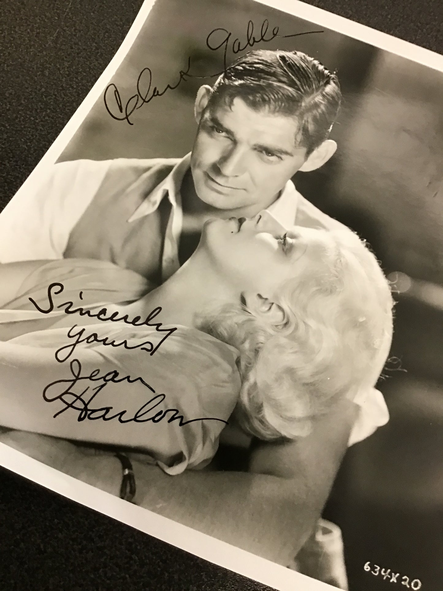 Clark Gable & Jean Harlow Dual Signed Black & White Photo