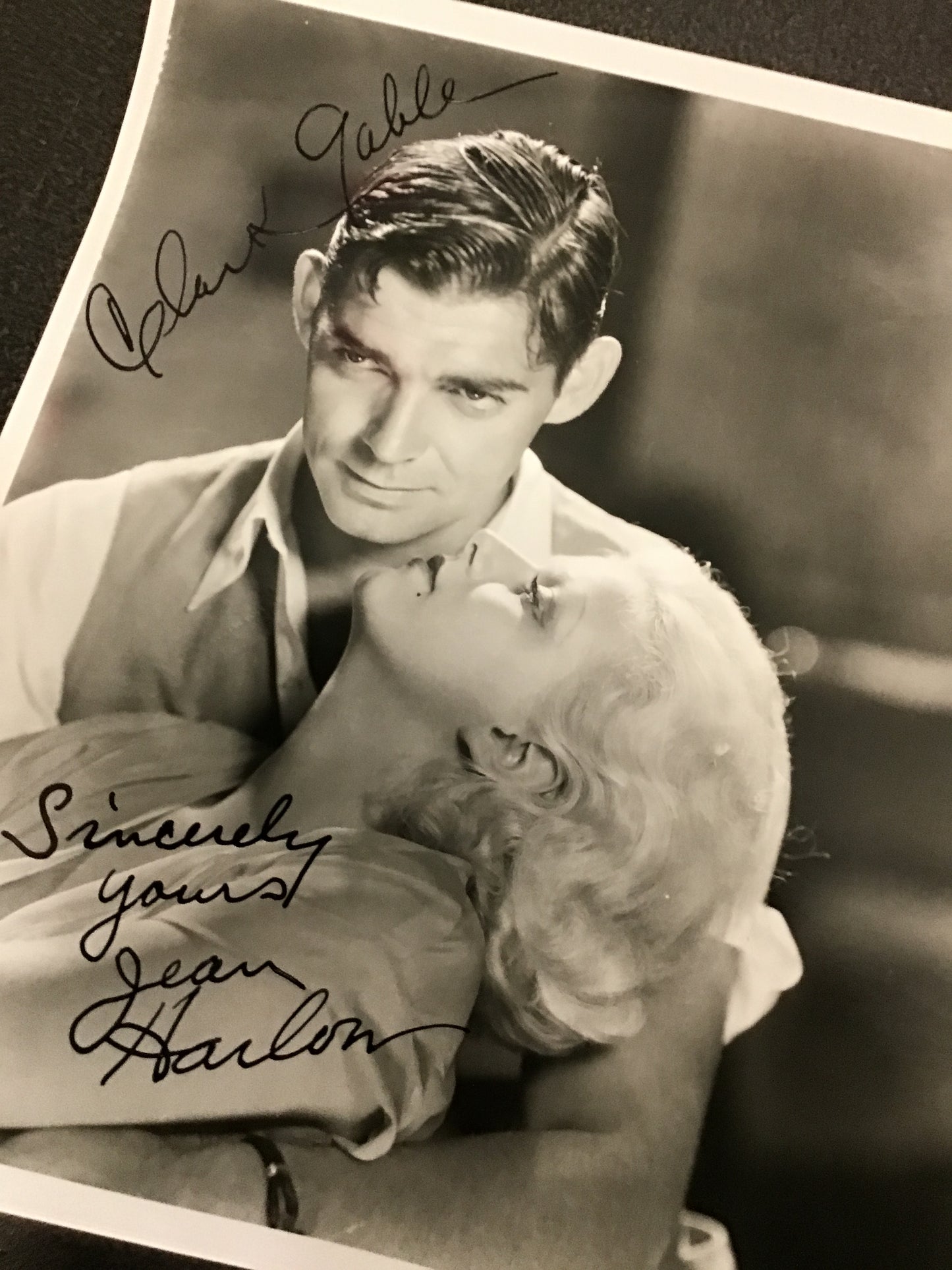 Clark Gable & Jean Harlow Dual Signed Black & White Photo