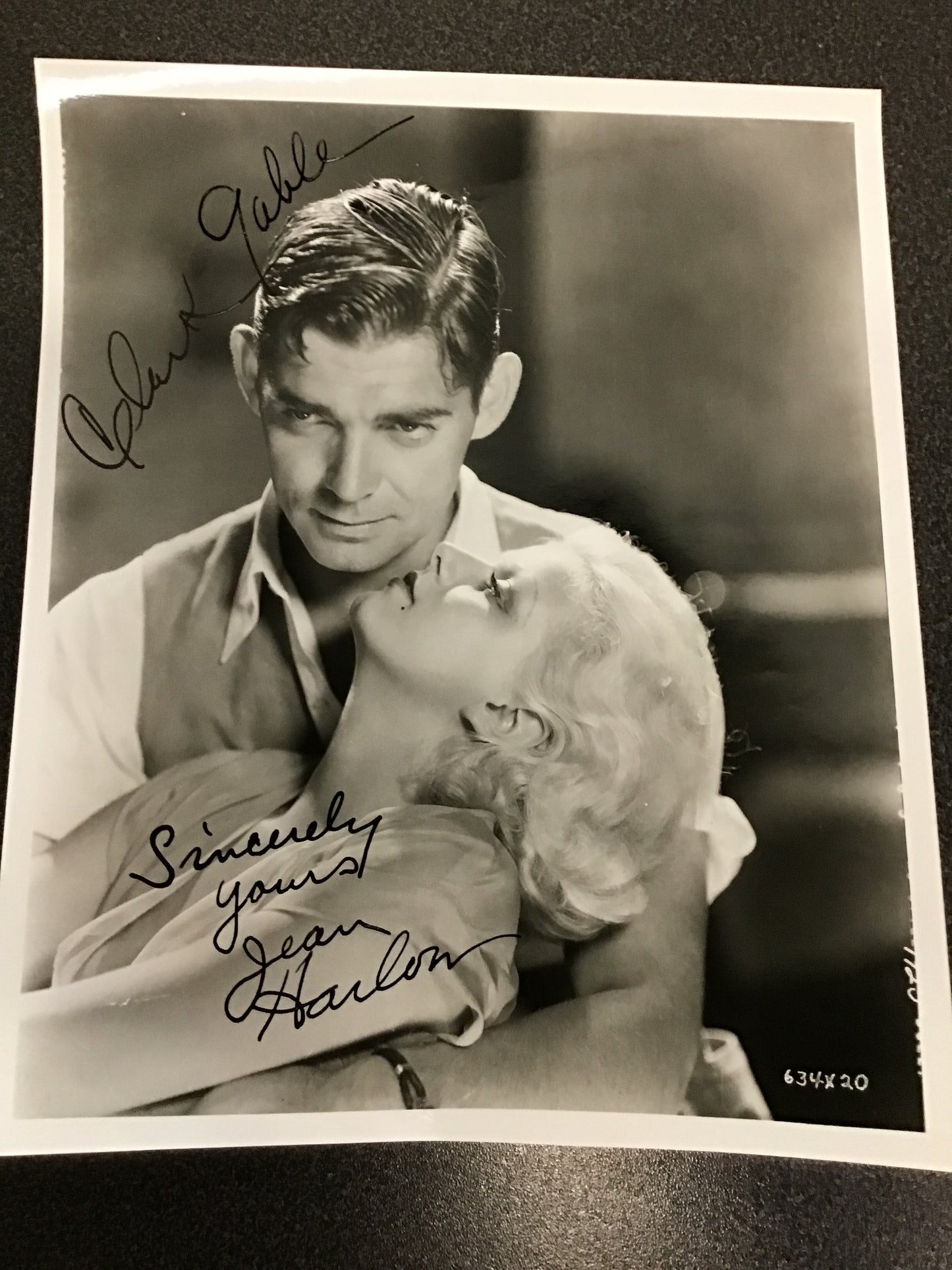 Clark Gable & Jean Harlow Dual Signed Black & White Photo