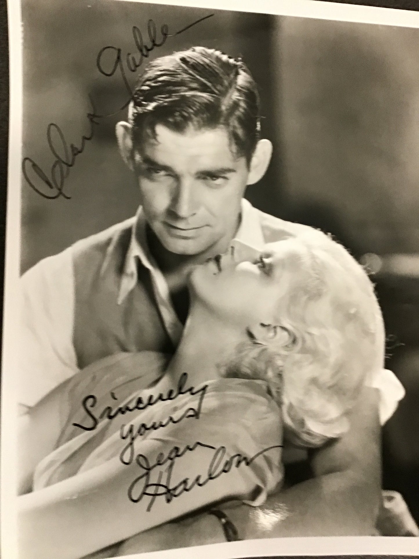 Clark Gable & Jean Harlow Dual Signed Black & White Photo