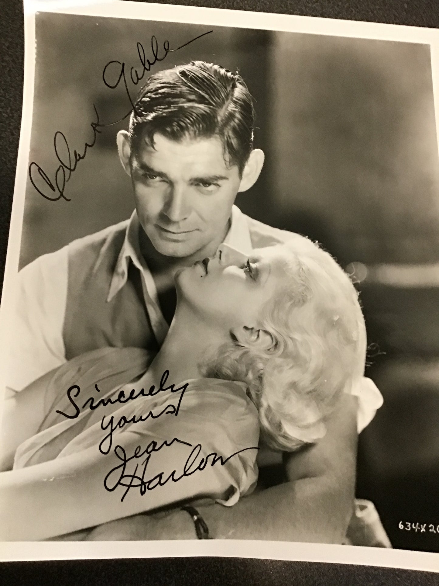 Clark Gable & Jean Harlow Dual Signed Black & White Photo