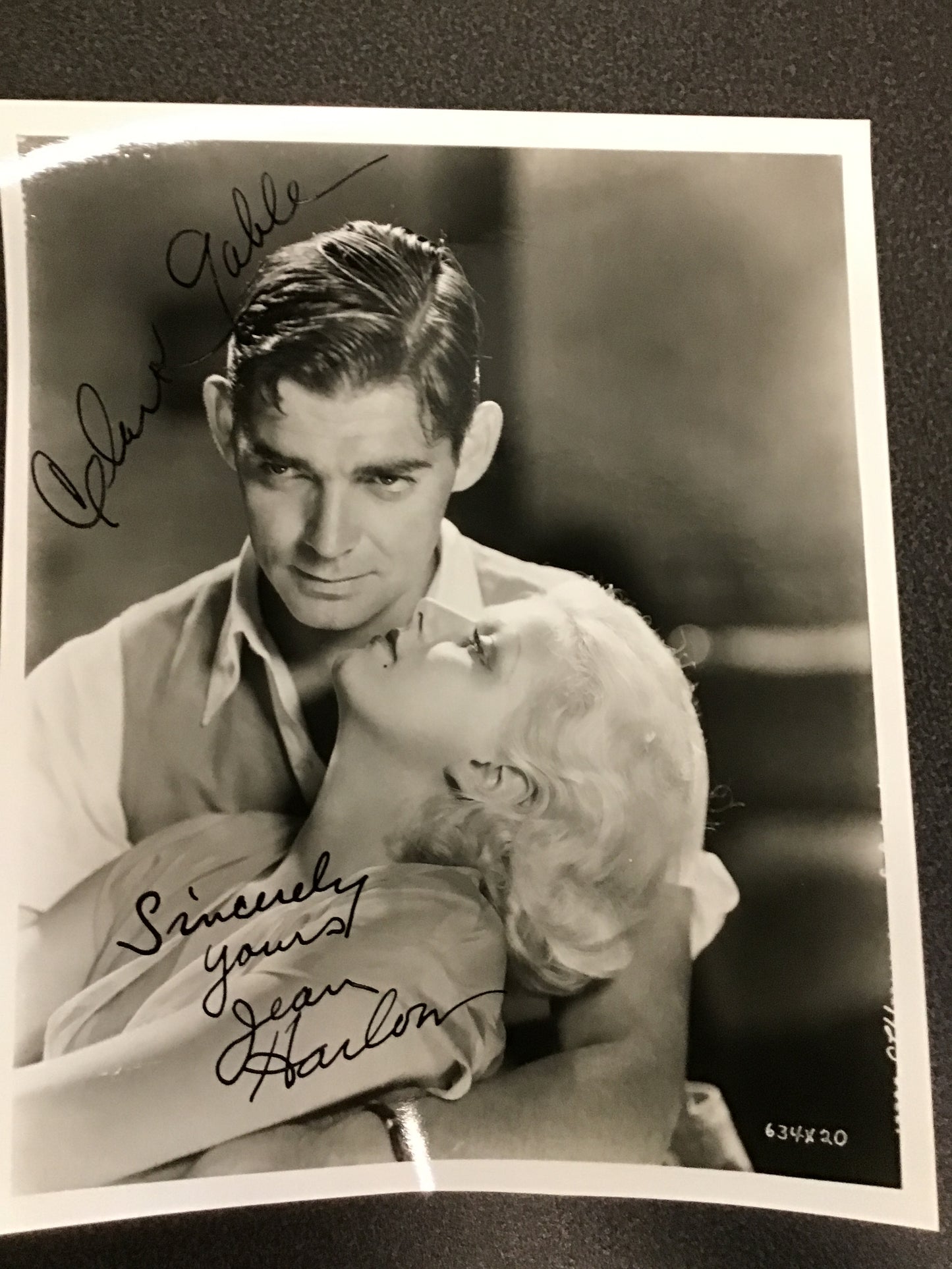 Clark Gable & Jean Harlow Dual Signed Black & White Photo