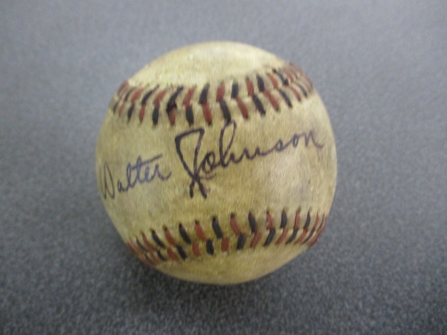 Walter Johnson Single Signed 1910's Black & Red Stitched Official Baseball w/ COA