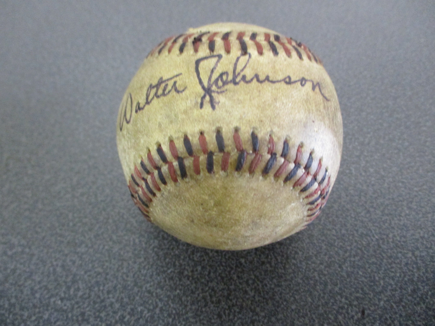 Walter Johnson Single Signed 1910's Black & Red Stitched Official Baseball w/ COA