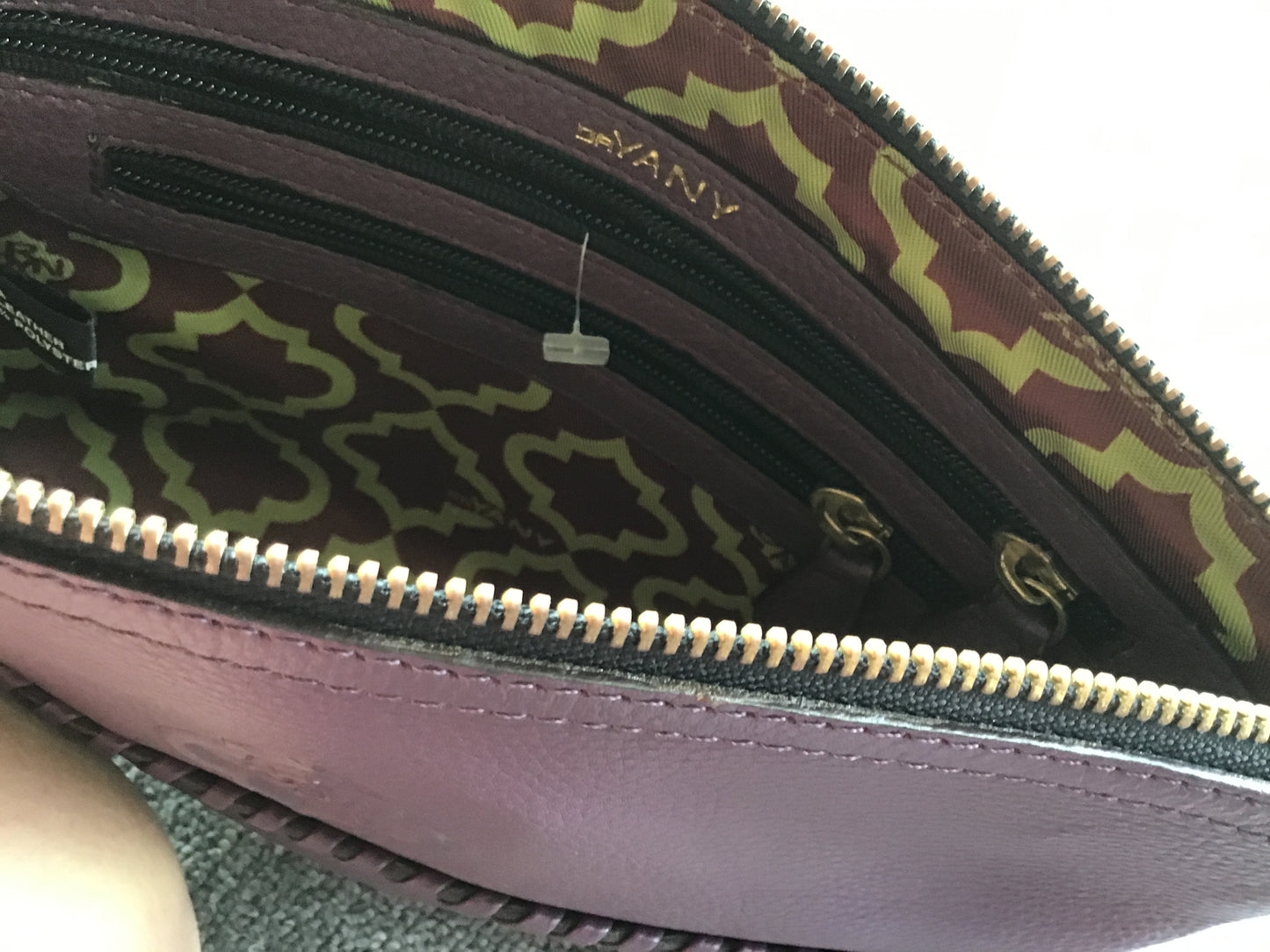 orYany Purple Leather Zippered Clutch w/Tassels