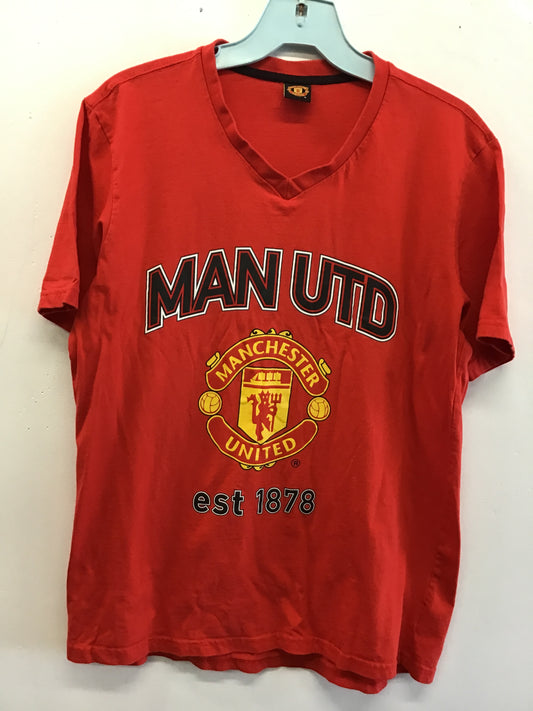 Vintage Manchester United Red Vneck Tshirt, Size L