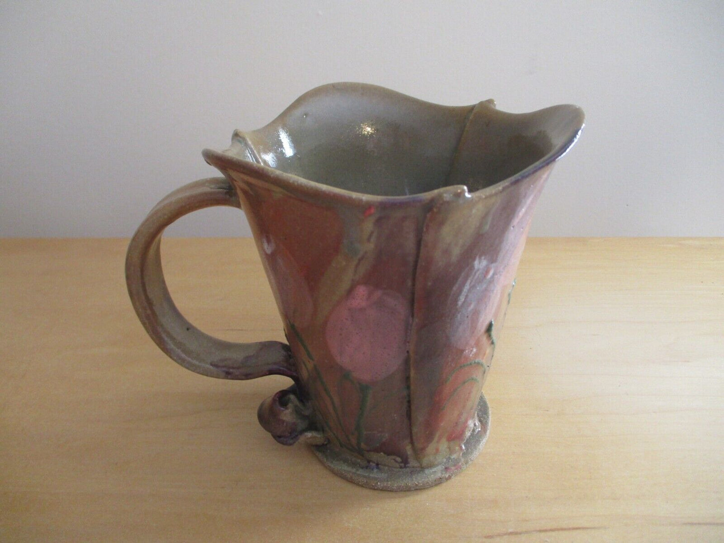 Vintage Robert Maxwell Art Pottery Mug 5 1/4"" Signed Rare Signed Brown/Green