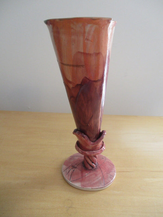 R Maxwell Art Pottery Vase 8 1/2" Signed Rare Signed