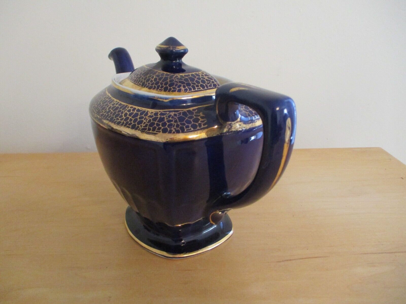 Vintage Hall blue and buy gold teapot