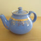 Vintage Hall China 2 Cup Teapot Floral Pattern Blue
