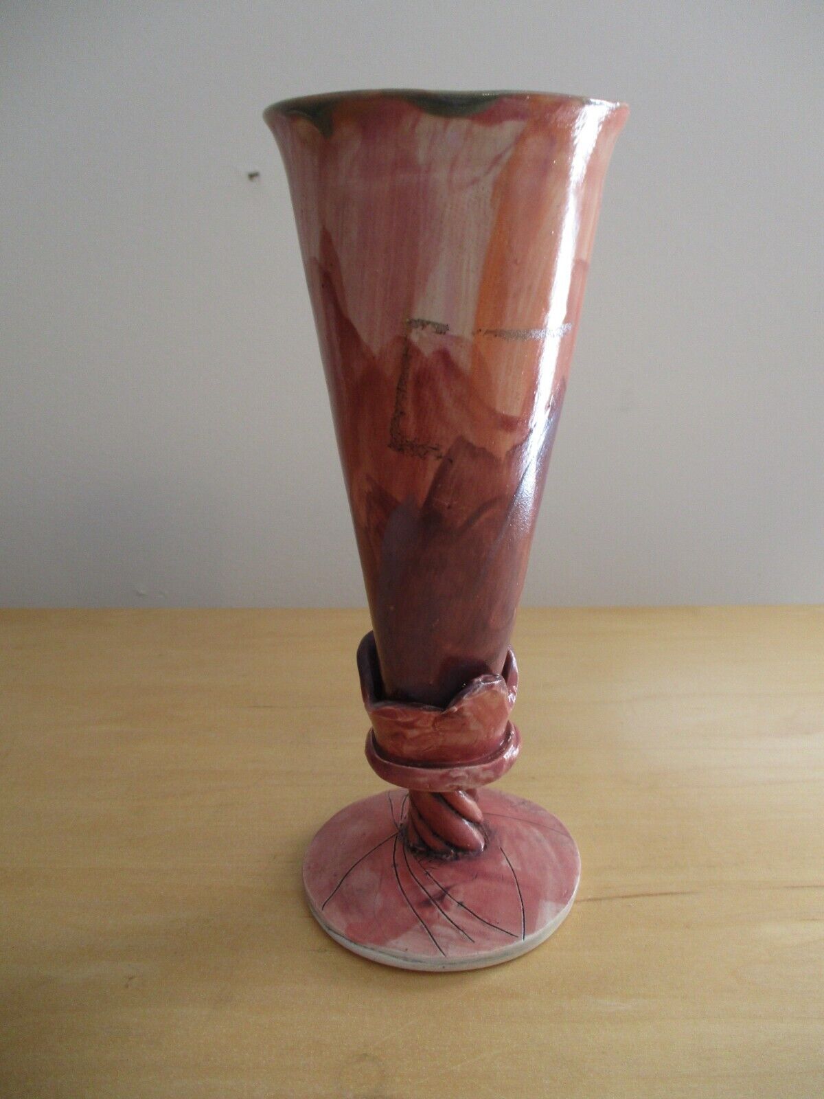 R Maxwell Art Pottery Vase 8 1/2" Signed Rare Signed
