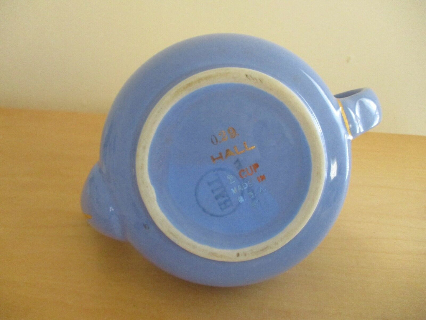 Vintage Hall China 2 Cup Teapot Floral Pattern Blue